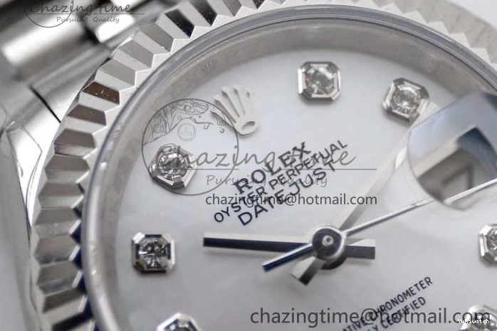 Dial SS 1:1 Diamonds 28 Silver Markers DateJust Bracelet 904L Edition Lady Best on NH05 Steel TWF President 0206